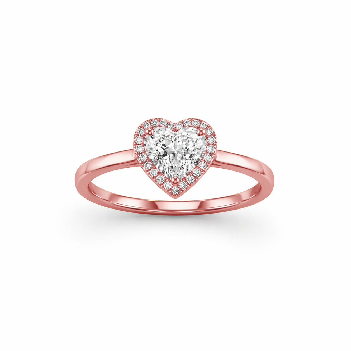 Heart-Shaped Engagement Ring in 18K Gold, Lab-Grown Diamond