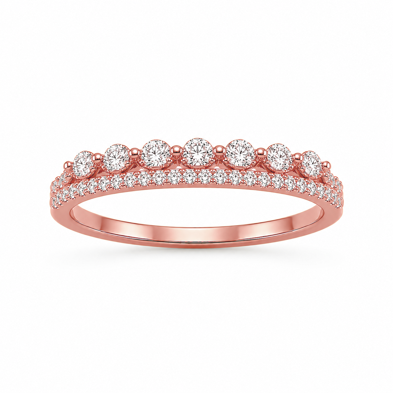 Two-Layer Prong-Set Dress Ring in 18K Gold, Lab-Grown Diamond