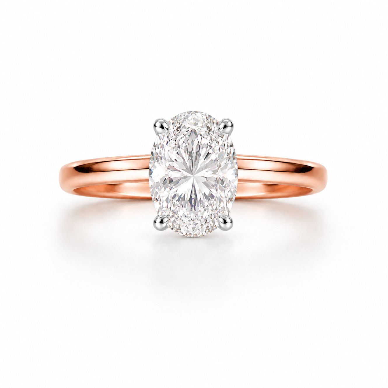 Oval Cut Solitaire Engagement Ring in 18K Gold, Lab-Grown Diamond