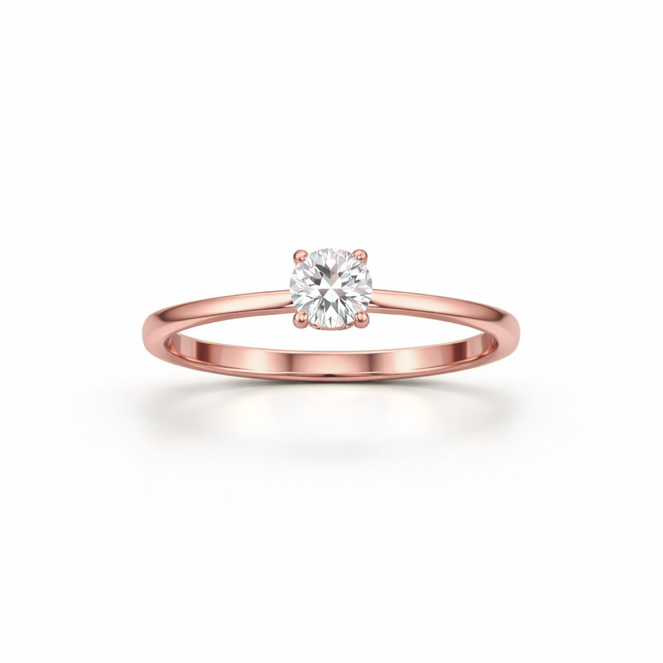 Timeless Round Engagement Ring in 18K Gold, Lab-Grown Diamond