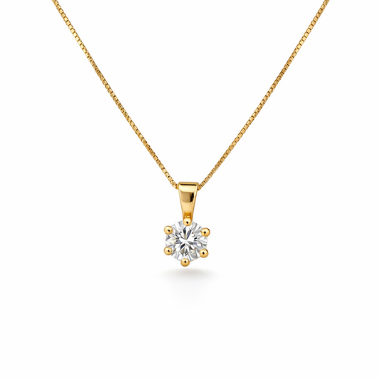 Round Brilliant Cut Necklace in 18K Gold, Lab-Grown Diamond