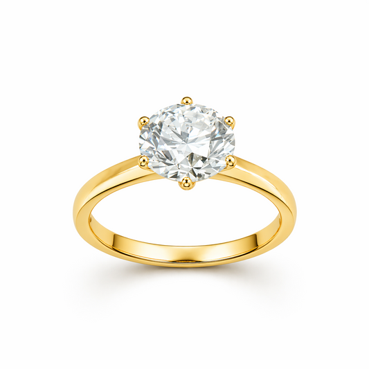 Five-Prong Round Solitaire Engagement Ring in 18K Yellow Gold, Lab-Grown Diamond