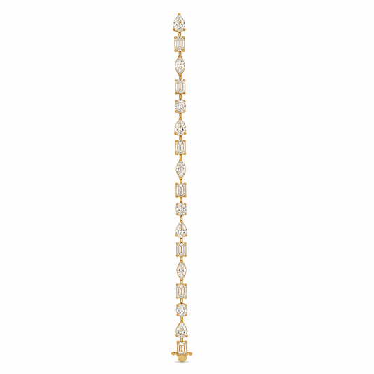 Mixed Cut Prong-Set Tennis Bracelet in 18K Gold, Lab-Grown Diamond