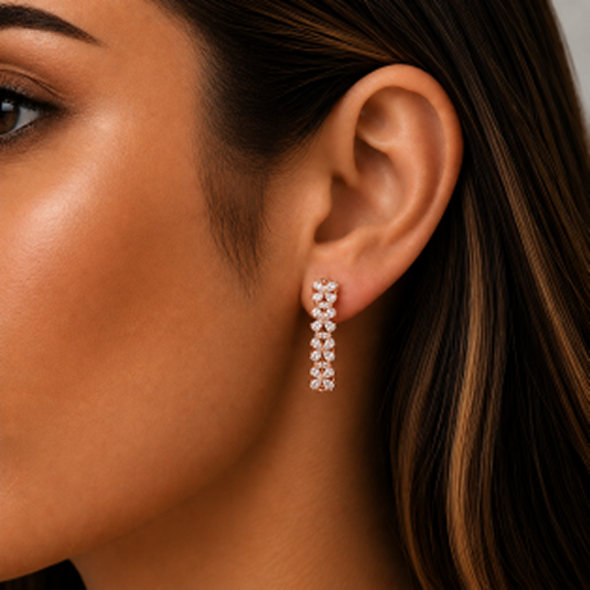 Mixed-Cut Diamond Hoop Earrings in 18K Gold, Lab-Grown Diamond