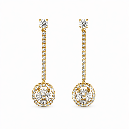 Pavé-Set Drop Earrings in 18K Gold, Lab-Grown Diamond