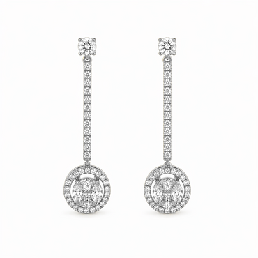 Pavé-Set Drop Earrings in 18K Gold, Lab-Grown Diamond