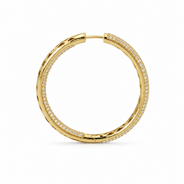Round Brilliant Hoop Earrings in 18K Gold, Lab-Grown Diamond