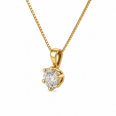 Round Brilliant Cut Necklace in 18K Gold, Lab-Grown Diamond