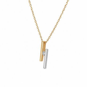 Two Tone Tension-Set Diamond Necklace in 18K Gold, Lab-Grown Diamond