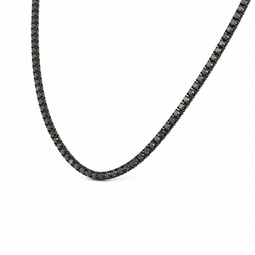 Black Diamond Tennis Necklace in 18K Gold, Lab-Grown Diamond