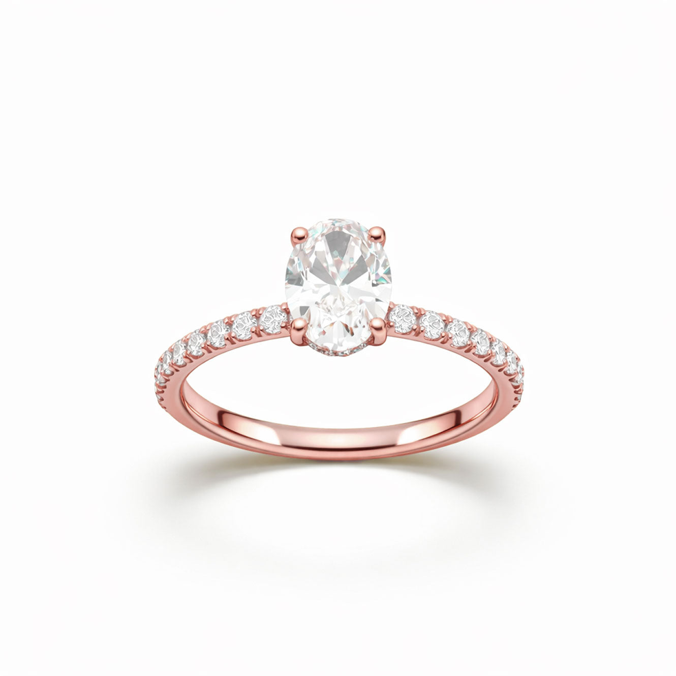 Oval Cut Prong-Set Engagement Ring in 18K Gold, Lab-Grown Diamond