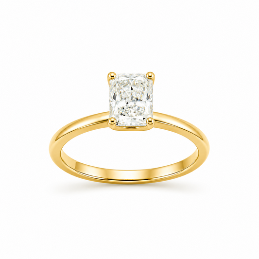 Radiant Cut Solitaire Engagement Ring in 18K Gold, Lab-Grown Diamond