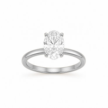 Oval Cut Solitaire Engagement Ring in 18K Gold, Lab-Grown Diamond