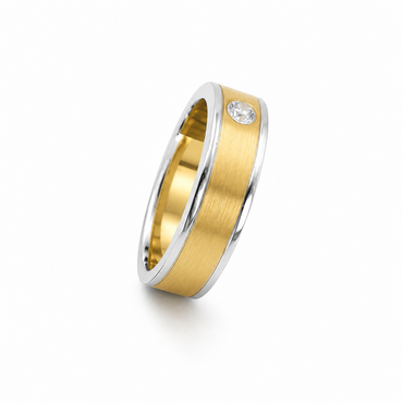 Men’s Flush-Set Dress Ring in 18K Gold, Lab-Grown Diamond