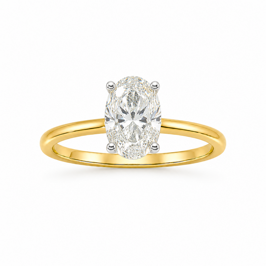 Oval Cut Solitaire Engagement Ring in 18K Gold, Lab-Grown Diamond (Copy)