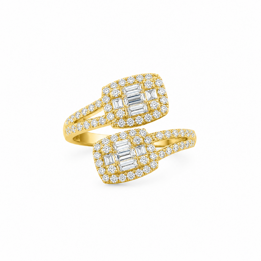 Double Baguette Dress Ring in 18K Gold, Lab-Grown Diamond