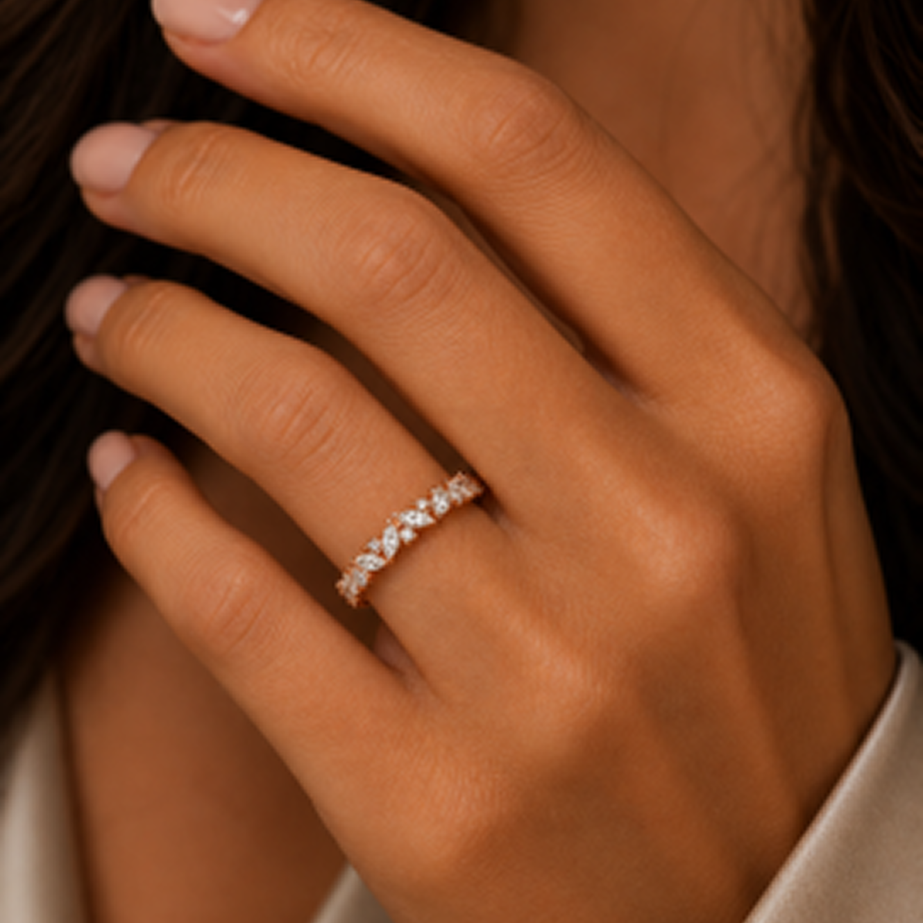 Pear Cut All-the-Way Ring in 18K Gold, Lab-Grown Diamond