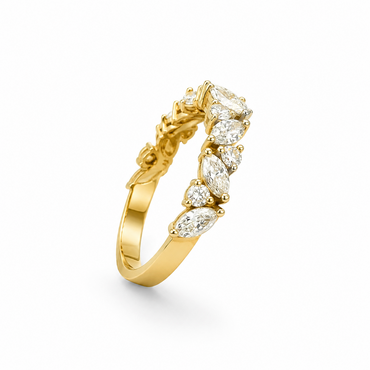 Pear Cut All-the-Way Ring in 18K Gold, Lab-Grown Diamond