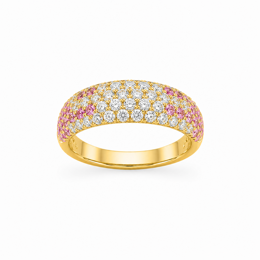 Pink Sapphire Dress Ring in 18K Gold, Lab-Grown Diamond