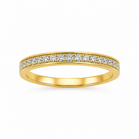 Round Cut Channel & Prong-Set Dress Ring in 18K Gold, Lab-Grown Diamond