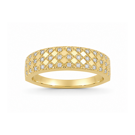 Multirow Pavé-Set Dress Ring in 18K Gold, Lab-Grown Diamond
