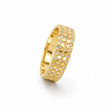 Multirow Pavé-Set Dress Ring in 18K Gold, Lab-Grown Diamond