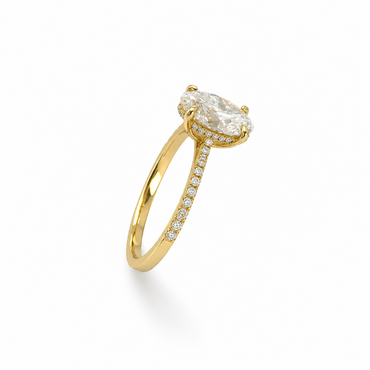 Oval Cut Hidden Halo Engagement Ring in 18K Gold, Lab-Grown Diamond