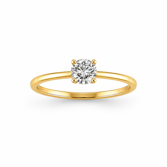 Round Cut Prong-Set Engagement Ring in 18K Gold, Lab-Grown Diamond