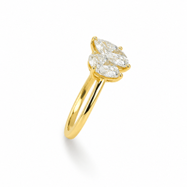 Pear & Marquise Cut Two-Stone Engagement Ring in 18K Gold, Lab-Grown Diamond