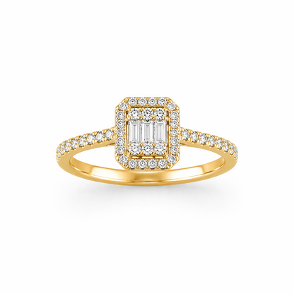 Baguette Cut Engagement Ring in 18K Gold, Lab-Grown Diamond