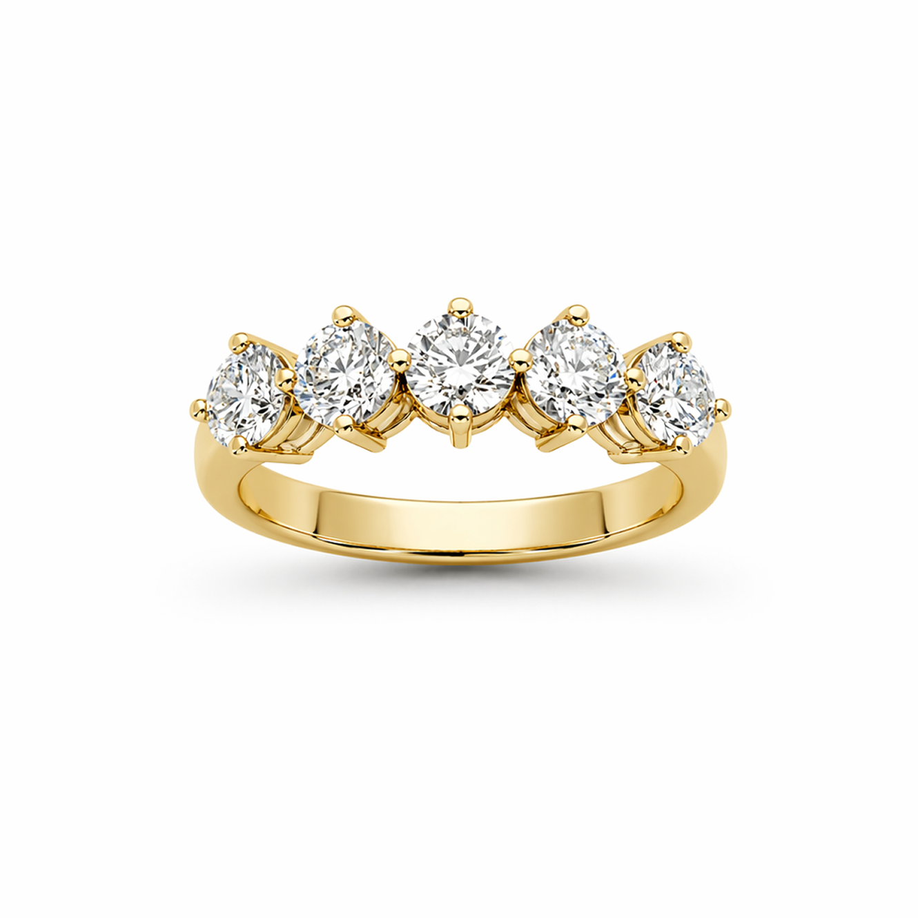 Five-Stone Prong-Set Ring in 18K Gold, Lab-Grown Diamond