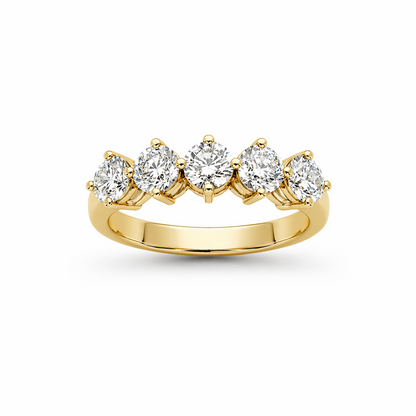Five-Stone Prong-Set Ring in 18K Gold, Lab-Grown Diamond