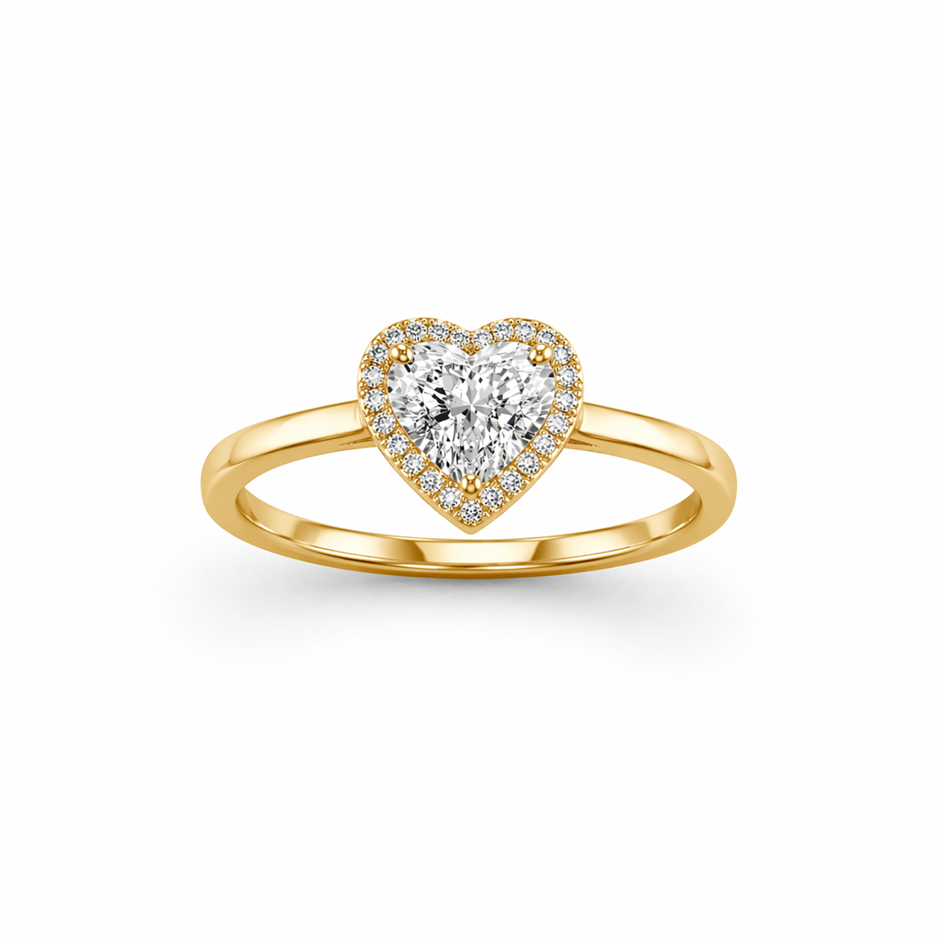 Heart-Shaped Engagement Ring in 18K Gold, Lab-Grown Diamond