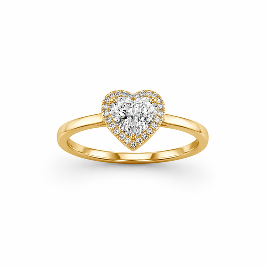 Heart-Shaped Engagement Ring in 18K Gold, Lab-Grown Diamond