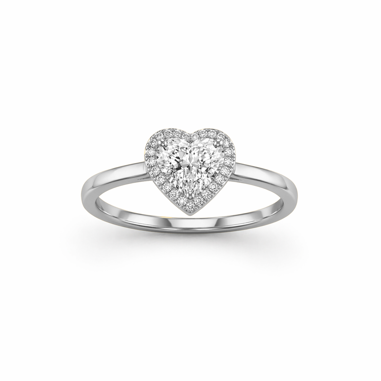 Heart-Shaped Engagement Ring in 18K Gold, Lab-Grown Diamond