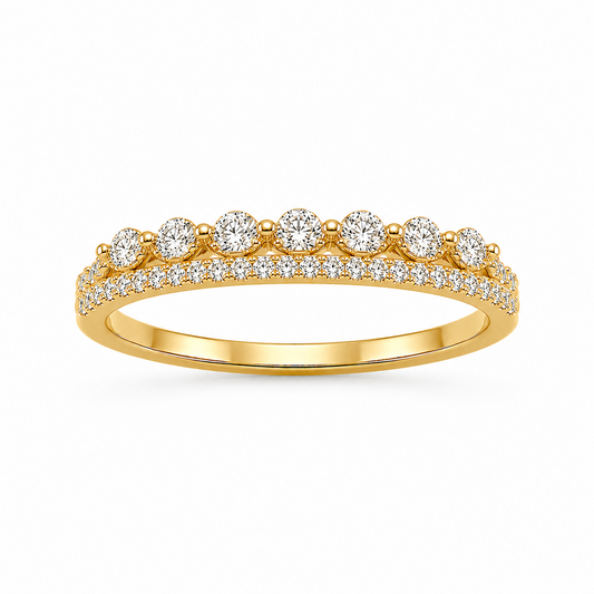 Two-Layer Prong-Set Dress Ring in 18K Gold, Lab-Grown Diamond