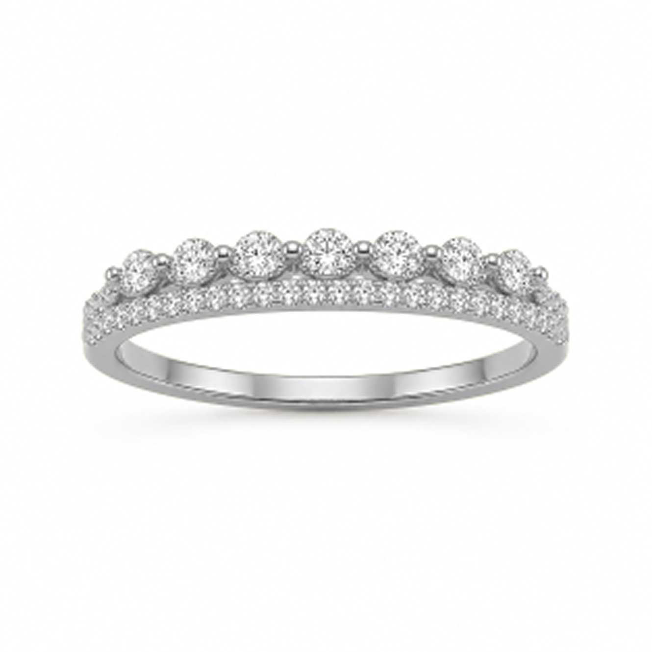 Two-Layer Prong-Set Dress Ring in 18K Gold, Lab-Grown Diamond