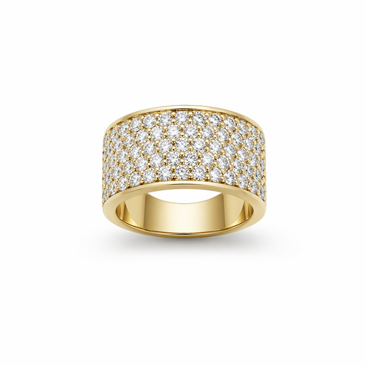 Multirow Pavé-Set Dress Ring in 18K Gold, Lab-Grown Diamond