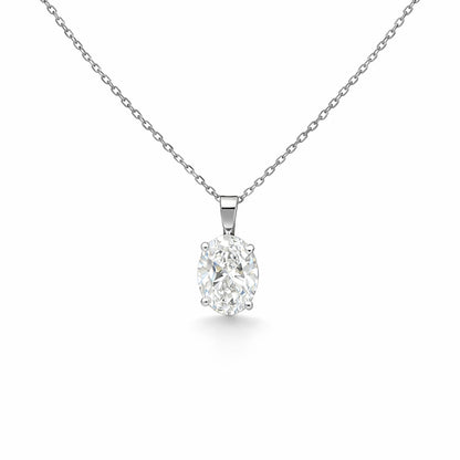 Oval Cut Diamond Necklace in 18K Gold, Lab-Grown Diamond