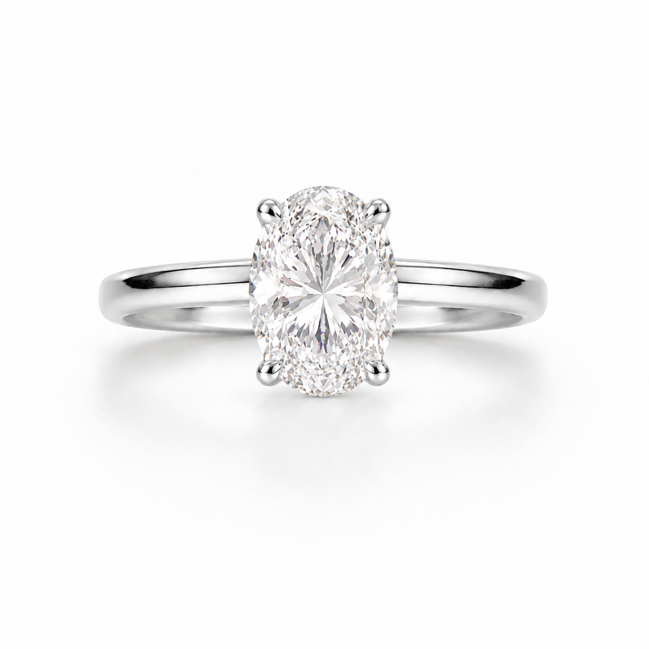 Oval Cut Solitaire Engagement Ring in 18K Gold, Lab-Grown Diamond