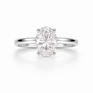 Oval Cut Solitaire Engagement Ring in 18K Gold, Lab-Grown Diamond