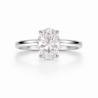 Oval Cut Solitaire Engagement Ring in 18K Gold, Lab-Grown Diamond