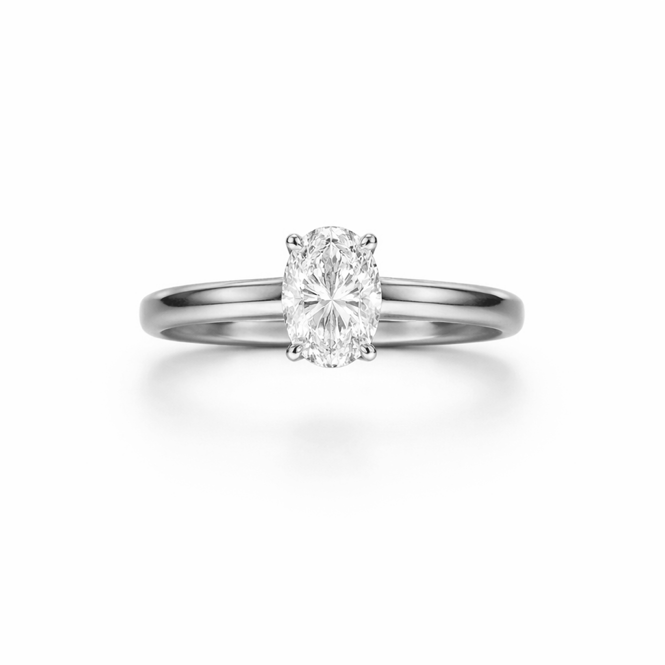Oval Cut Prong Set Engagement Ring in 18K Gold, Lab-Grown Diamond