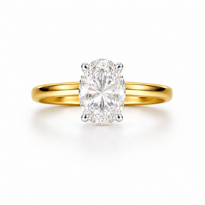 Oval Cut Solitaire Engagement Ring in 18K Gold, Lab-Grown Diamond