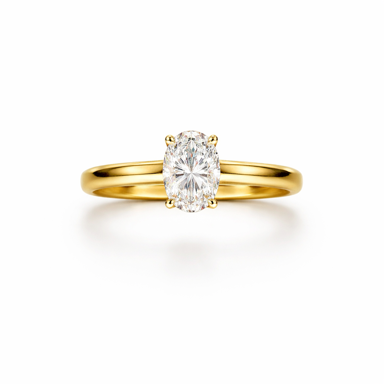Oval Cut Prong Set Engagement Ring in 18K Gold, Lab-Grown Diamond