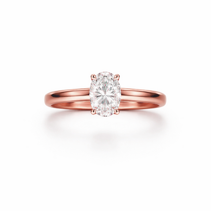Oval Cut Four-Prong Engagement Ring in 18K Gold, Lab-Grown Diamond
