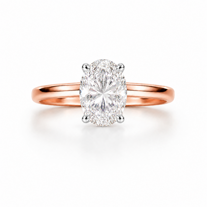 Oval Cut Solitaire Engagement Ring in 18K Gold, Lab-Grown Diamond