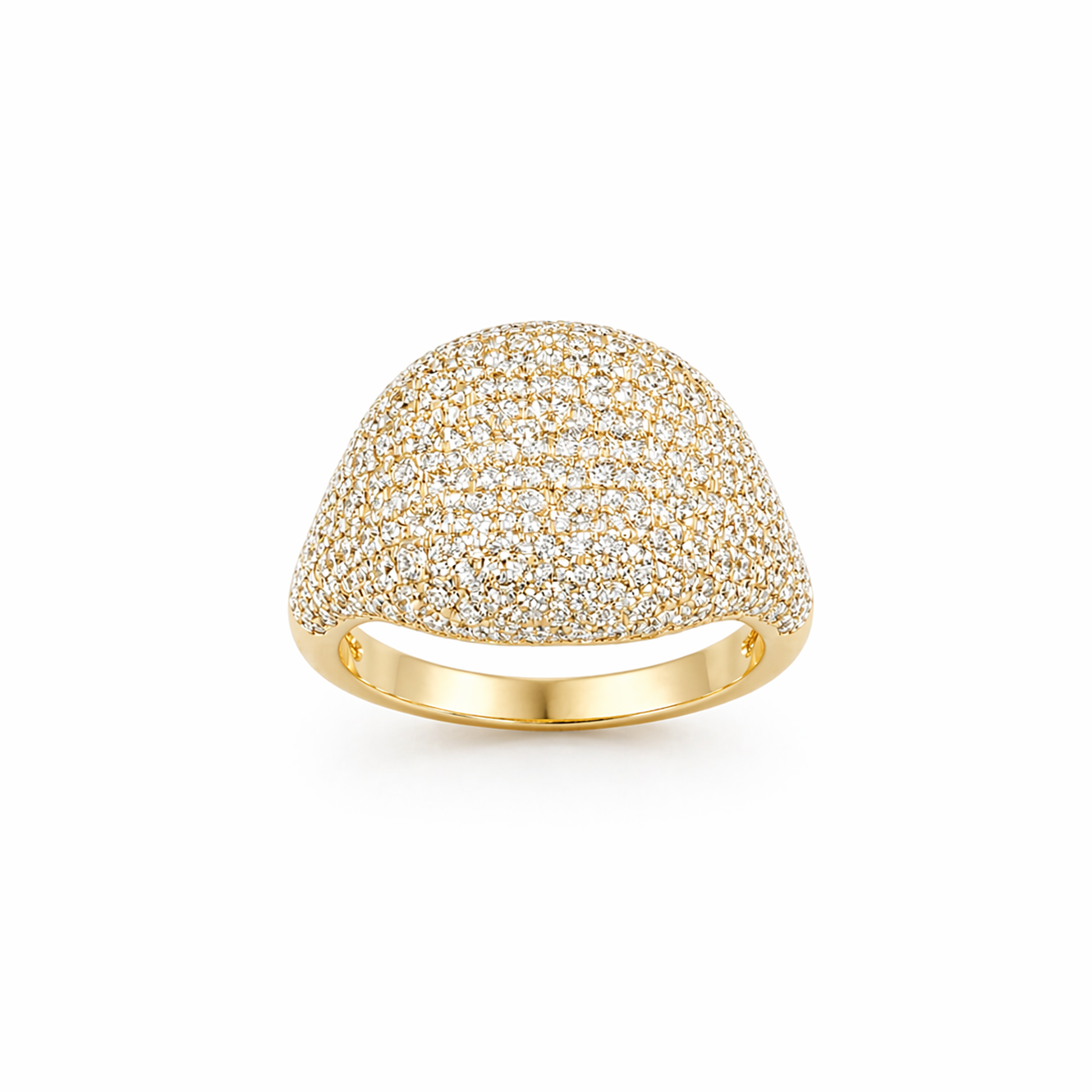 Round Cut Pavé-Set Dress Ring in 18K Gold, Lab-Grown Diamond
