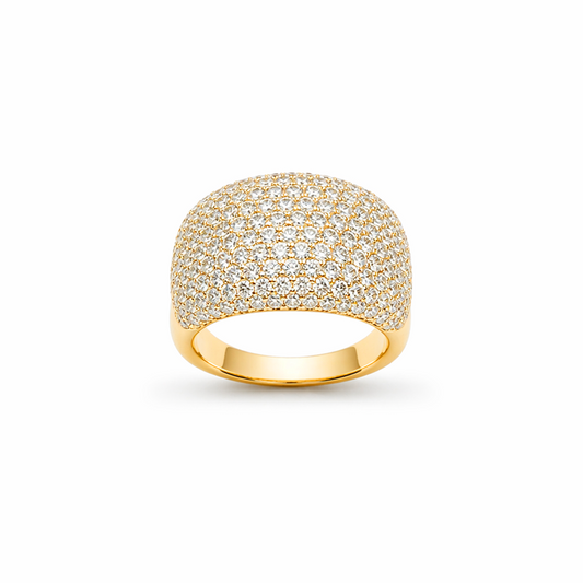 Pavé-Set Dress Ring in 18K Gold, Lab-Grown Diamond