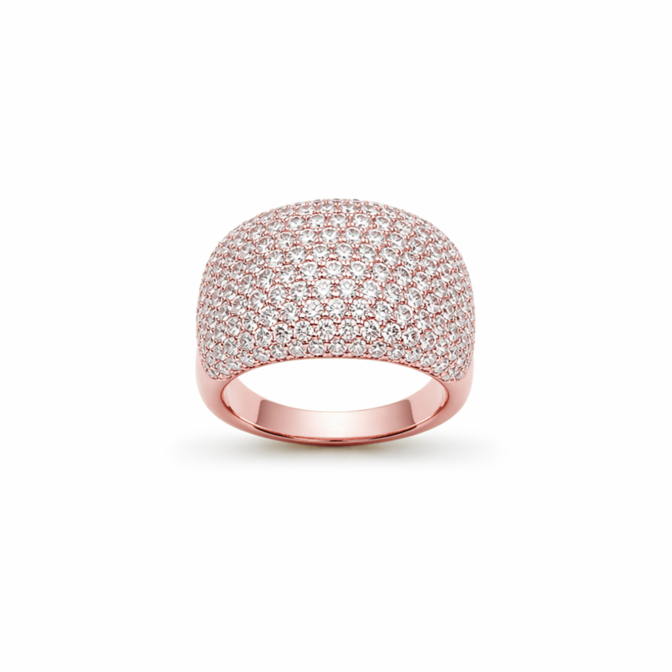 Pavé-Set Dress Ring in 18K Gold, Lab-Grown Diamond